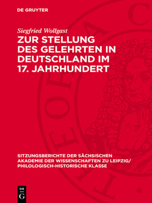 cover image of Zur Stellung des Gelehrten in Deutschland im 17. Jahrhundert